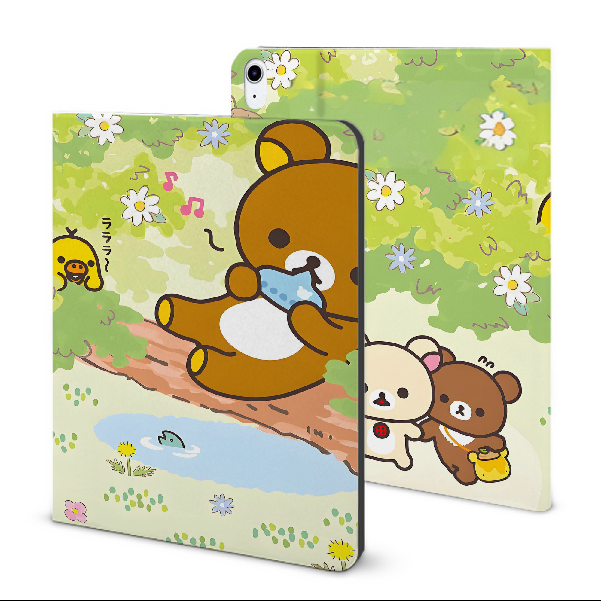 （画像用） リラックマ リラックマ キイロイトリ Rilakkuma Korilakkuma Kiiroitori IPad ケース ブック型 PUレザー TPU 耐衝撃 軽量 薄型 ペン収納なし 全面保護 IPad 各モデル対応